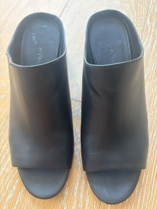 3.1 Phillip Lim Black Leather Block Heel Mule/Slip-On Open-Toe Sandal (7 US) - Picture 3 of 14